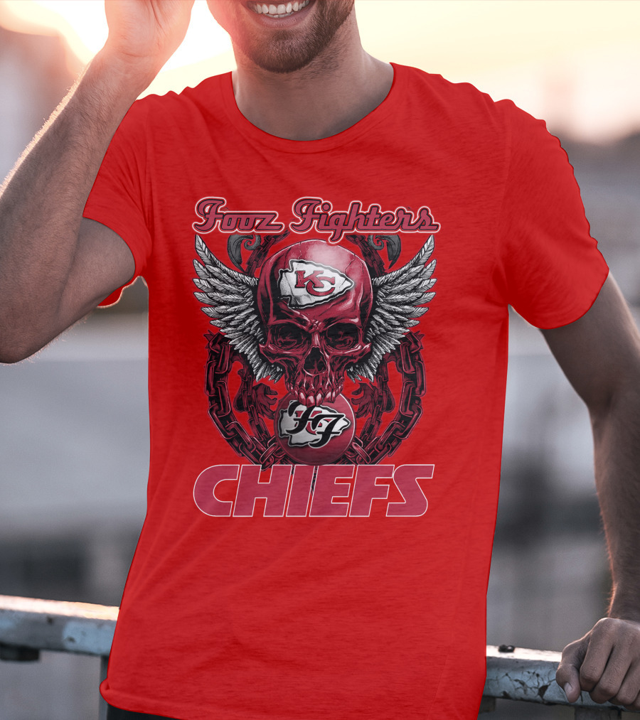 Foo Fighters Kansas City Chiefs Winged Skull T-Shirt