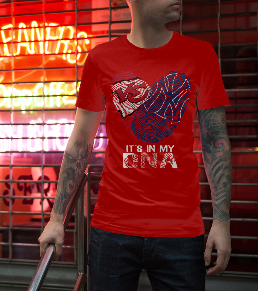 Kansas City Chiefs It's In My Dna Football Fingerprint Heart T-Shirt