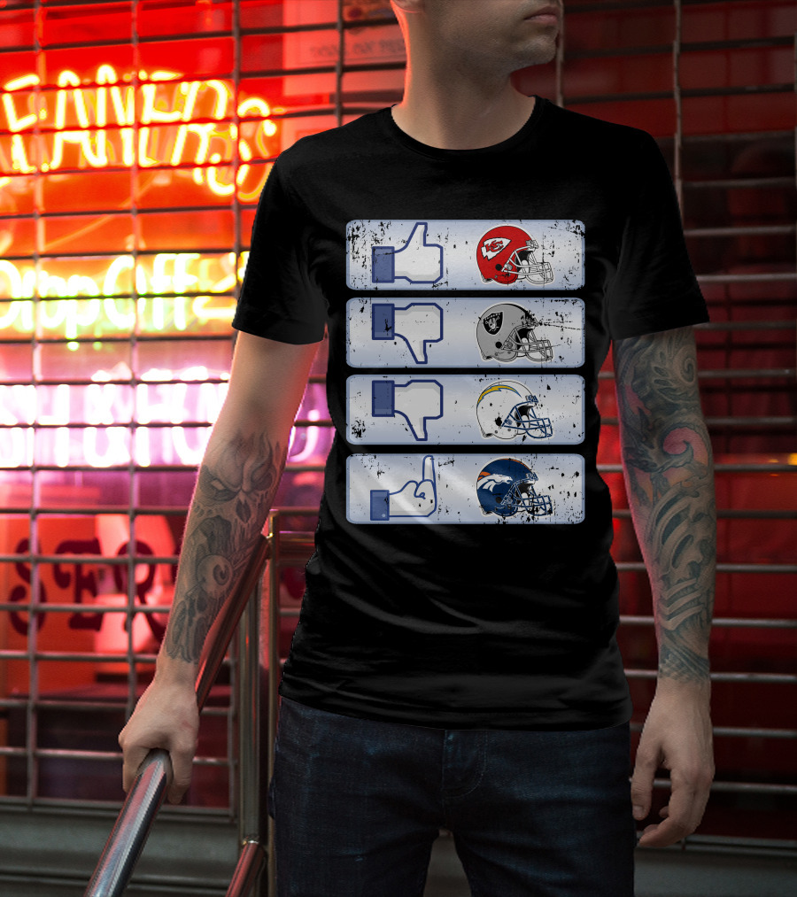 Kansas City Chiefs Like Rival Teams Thumbs Los Angeles Chargers Denver Broncos T-Shirt
