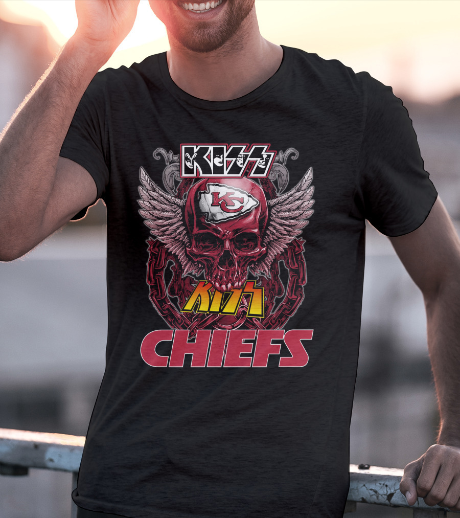 Kiss Chiefs Kansas City Chiefs Skull Winged T-Shirt