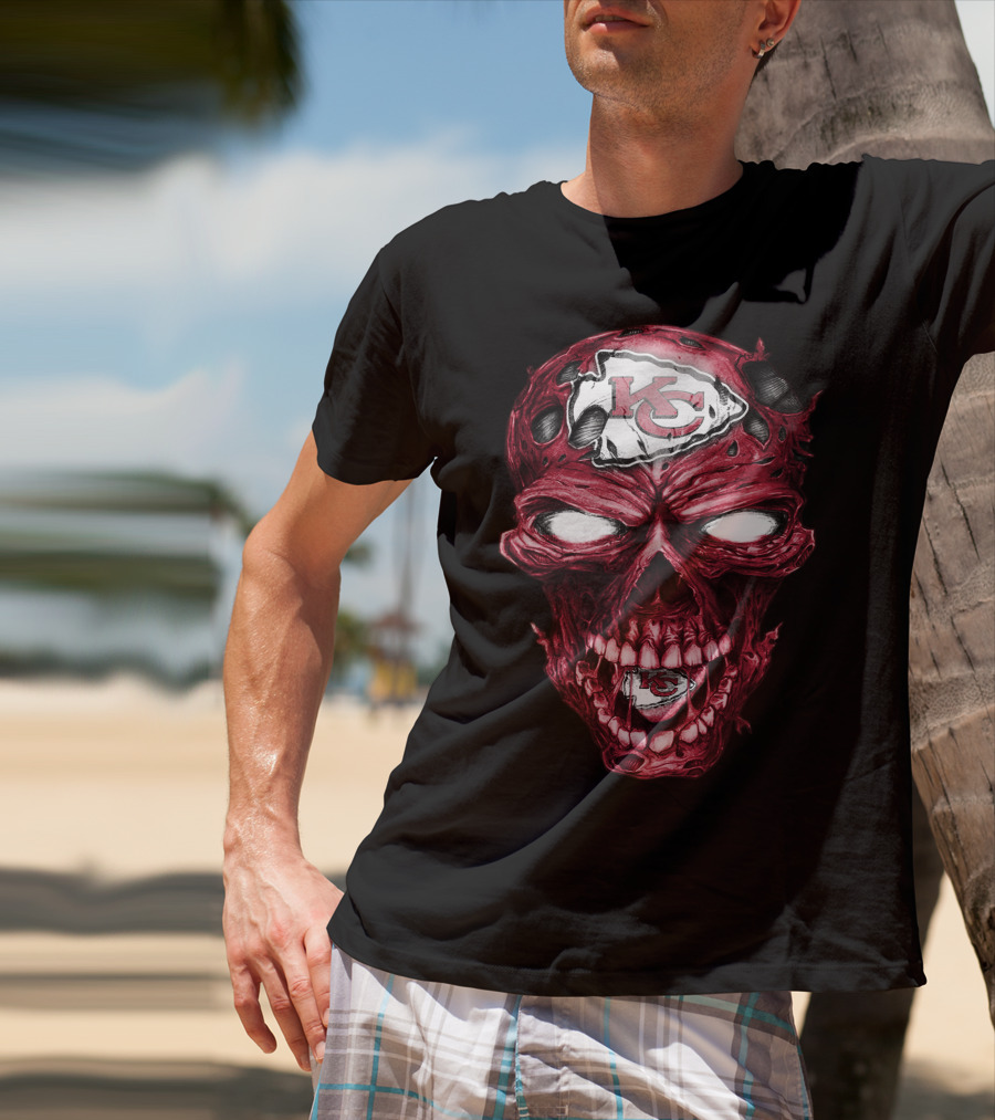 Kansas City Chiefs Skull Head T-Shirt