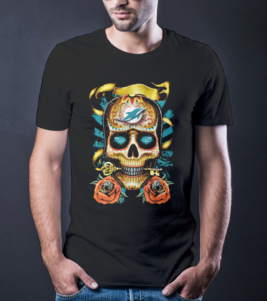 Miami Dolphins Sugar Skull T-Shirt