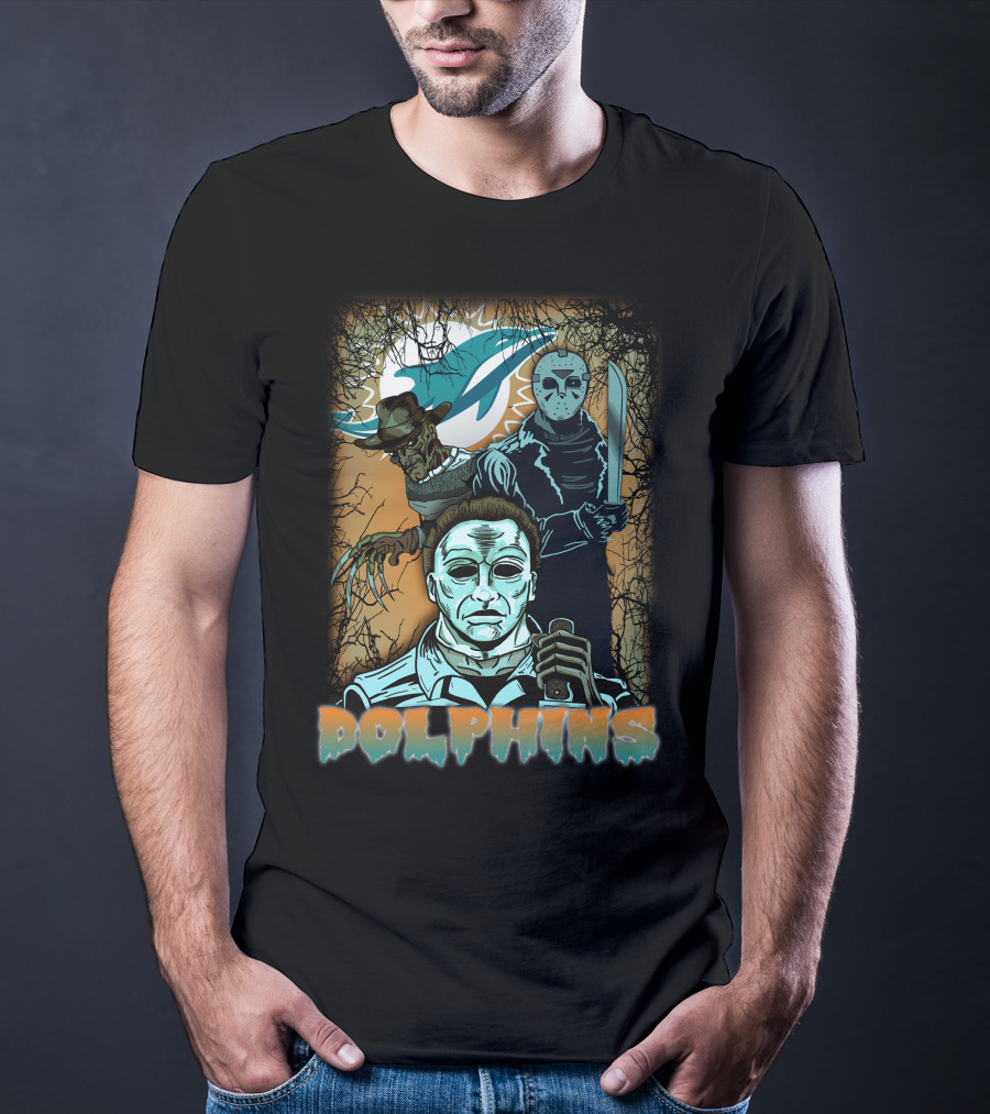 Miami Dolphins Horror Crossover Poster T-Shirt