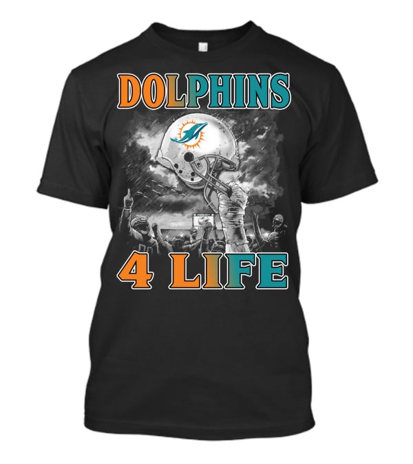 Dolphins 4 Life Miami Dolphins Helmet Celebration T-Shirt