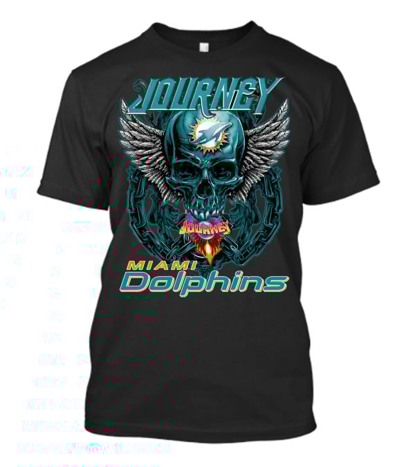 Journey Miami Dolphins Skull With Wings T-Shirt
