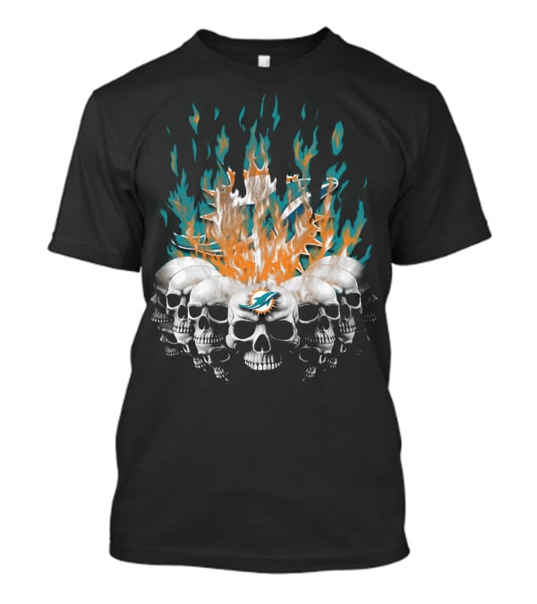 Miami Dolphins Skull Flames Graphic 18 T-Shirt