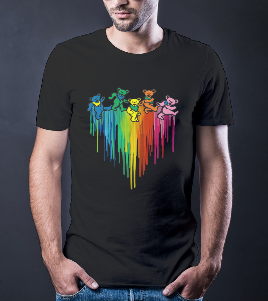 Grateful Dead Dancing Bear Rainbow Drip T-Shirt