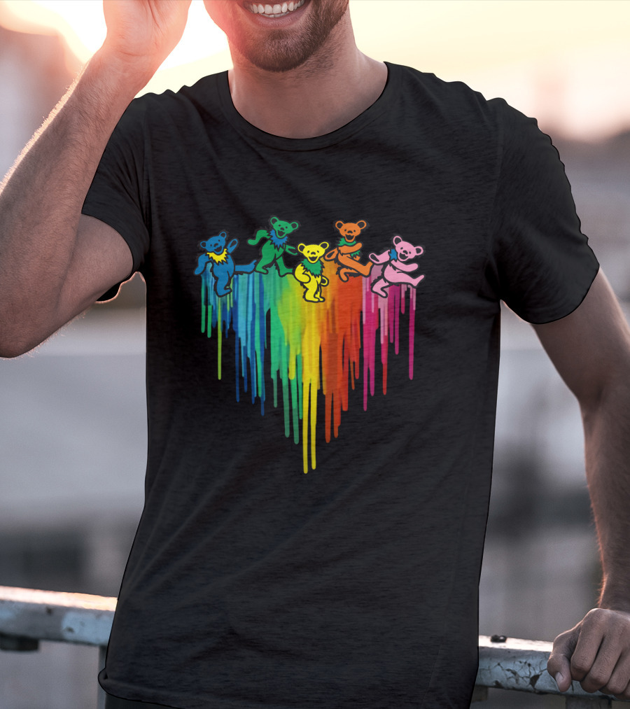 Grateful Dead Dancing Bear Rainbow Drip T-Shirt