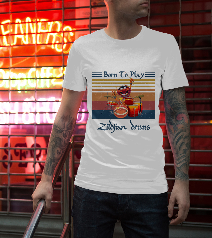 Born To Play Zildjian Drums Muppets Animal Vintage T-Shirt