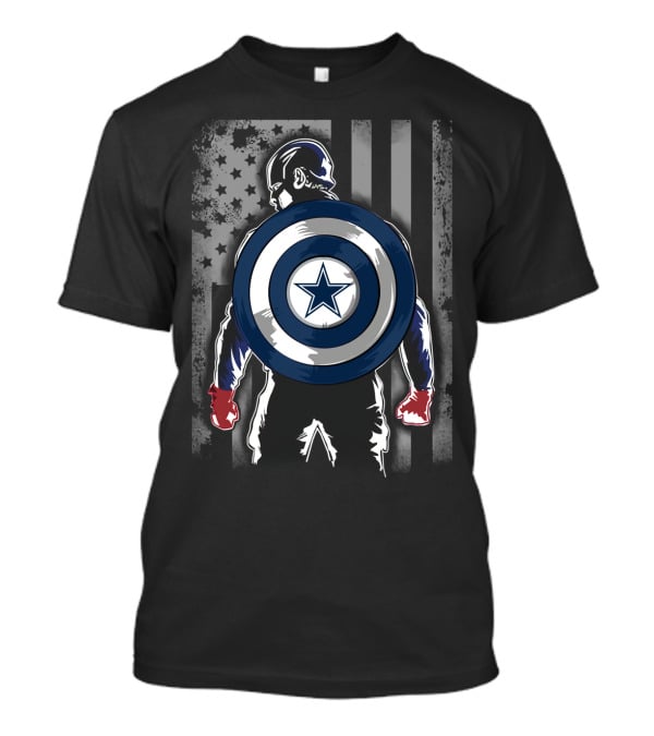 Dallas Cowboys Captain America Shield Flag T-Shirt