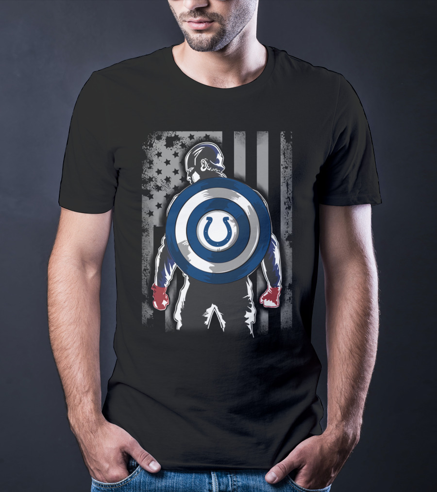 Indianapolis Colts Captain America Shield Stars And Stripes Flag T-Shirt