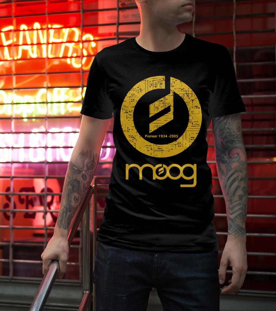 MOOG Pioneer 1934-2005 Yellow Circuitry T-Shirt