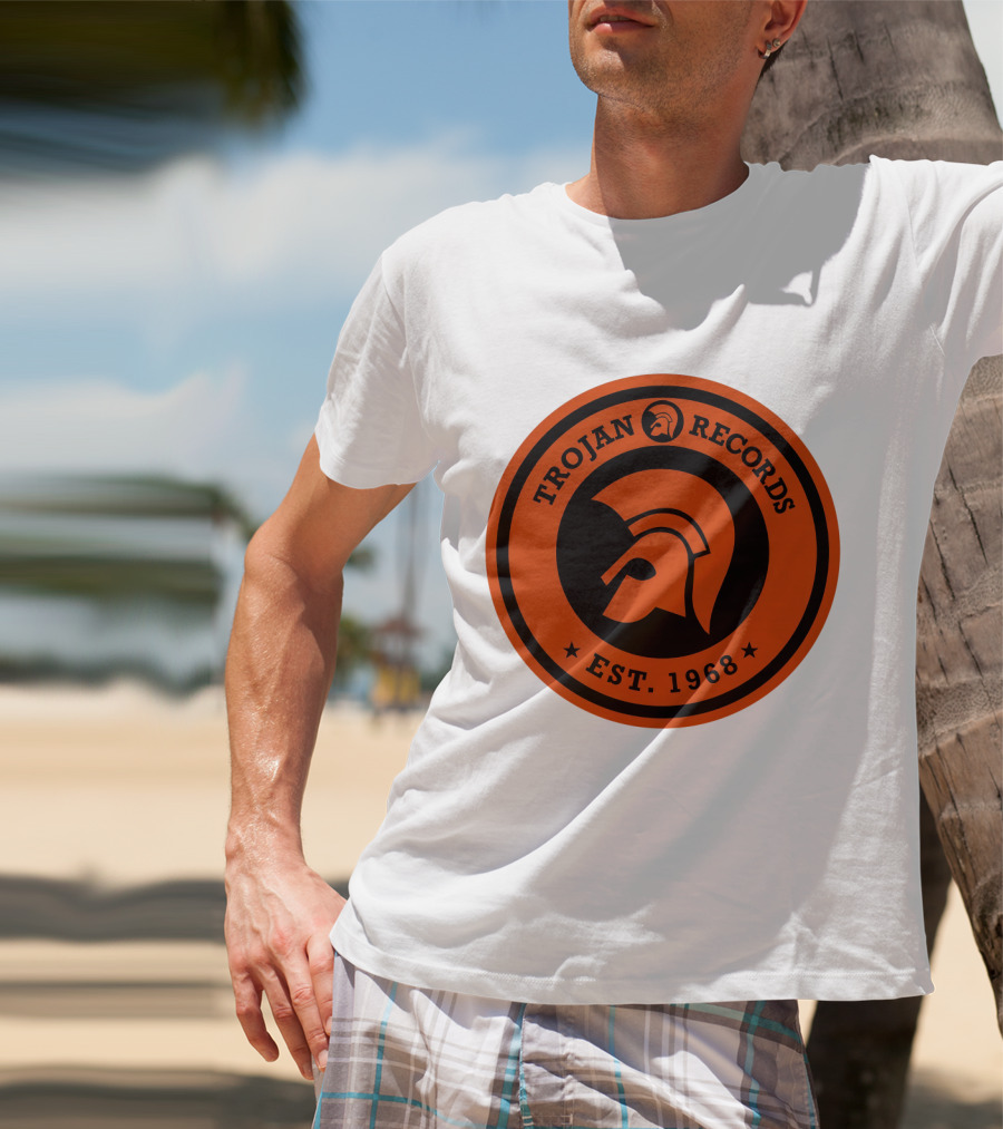 TROJAN RECORDS EST. 1968 Iconic Helmet Logo Emblem T-Shirt