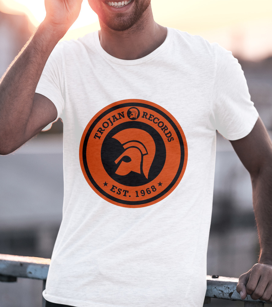 TROJAN RECORDS EST. 1968 Iconic Helmet Logo Emblem T-Shirt
