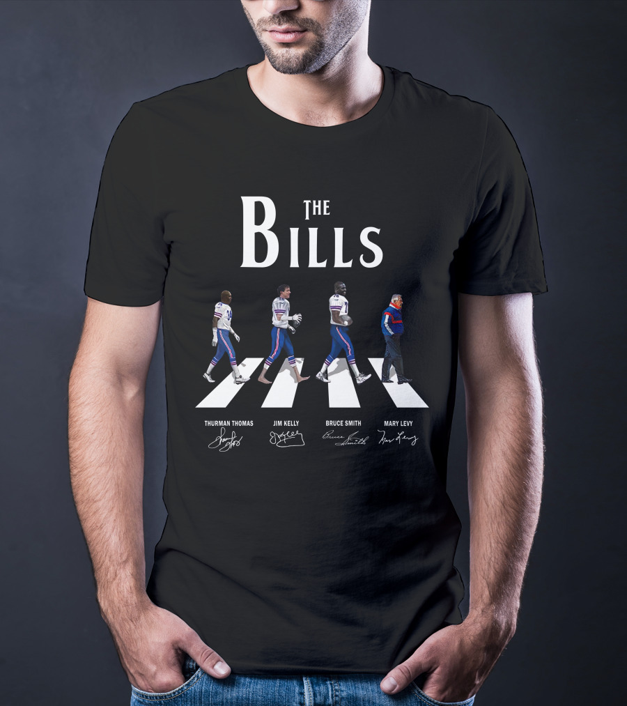 The Bills Abbey Road Thurman Thomas Jim Kelly Bruce Smith Marv Levy Signatures T-Shirt