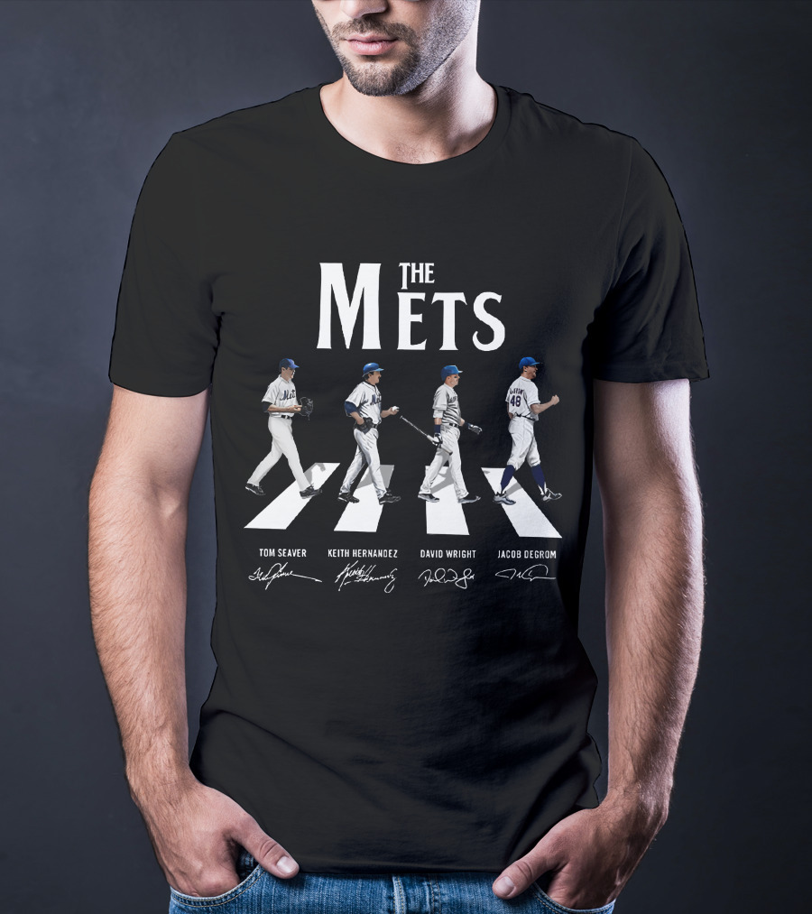 The Mets Abbey Road Tom Seaver Keith Hernandez David Wright Jacob DeGrom Signatures T-Shirt
