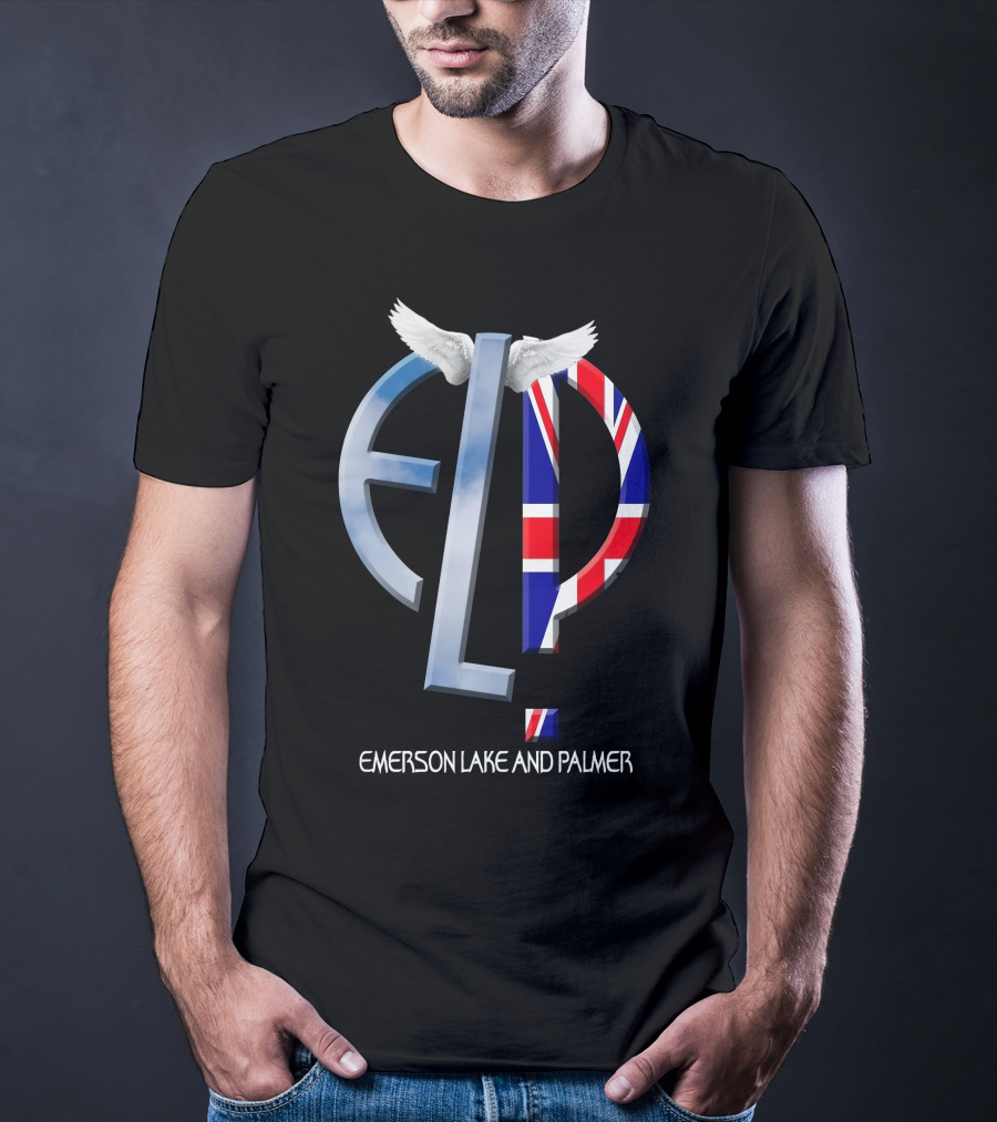 Emerson Lake And Palmer ELP Logo With Union Jack And Wings T-Shirt
