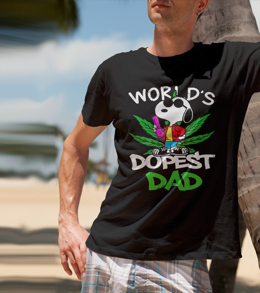 World's Dopest Dad Snoopy With Cannabis Leaf And Bong T-Shirt