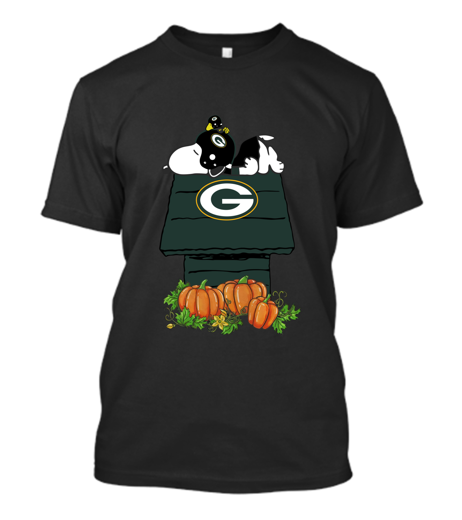 Green Bay Packers Snoopy Pumpkin Doghouse Halloween T-Shirt