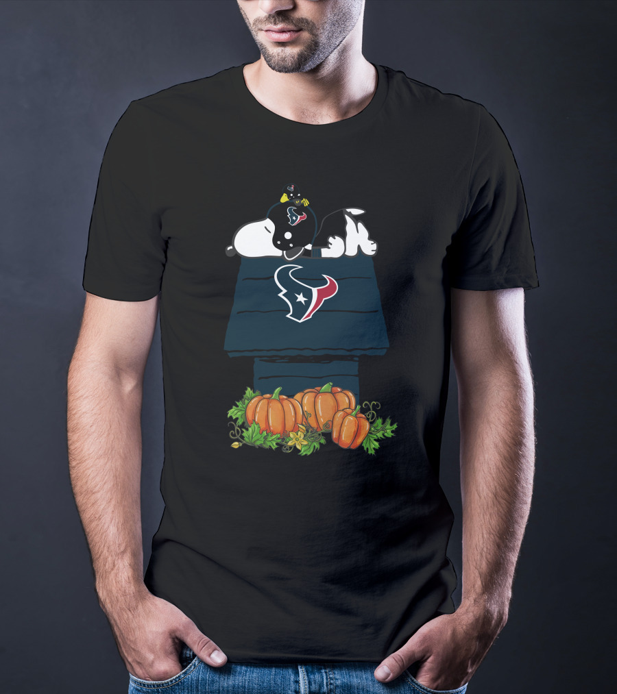 Houston Texans Snoopy Doghouse Pumpkins T-Shirt