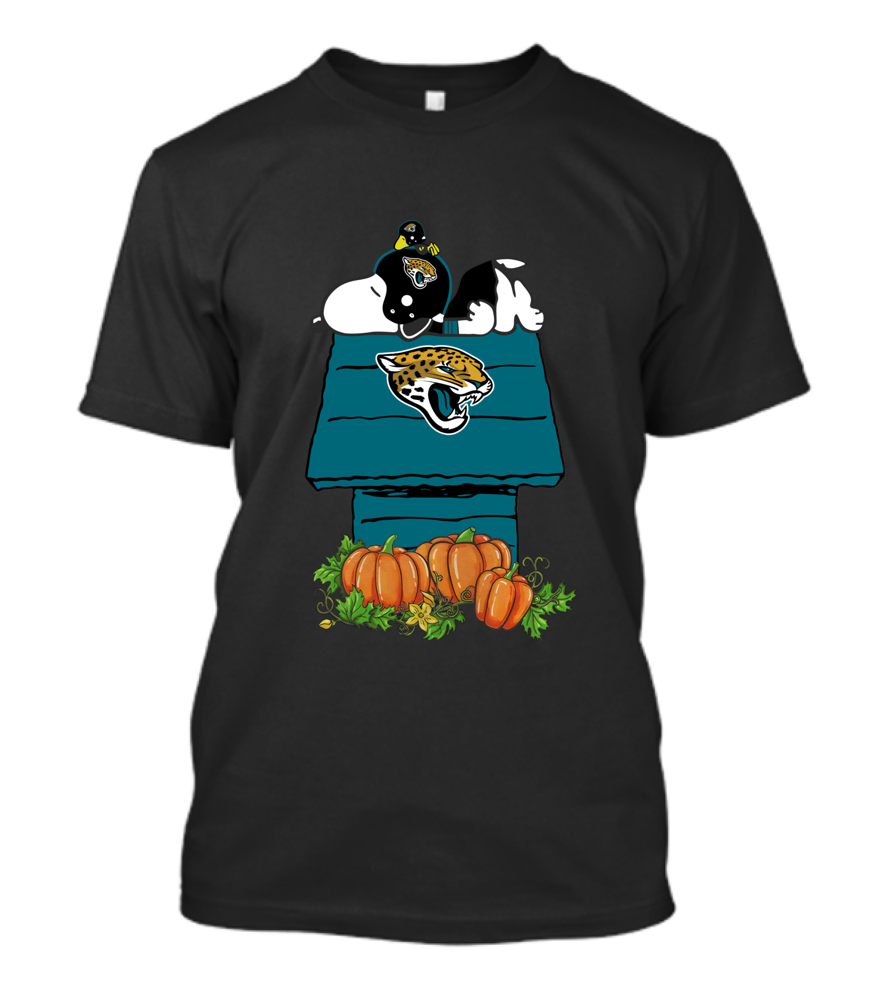 Jacksonville Jaguars Snoopy Pumpkin Halloween Peanuts NFL Football T-Shirt