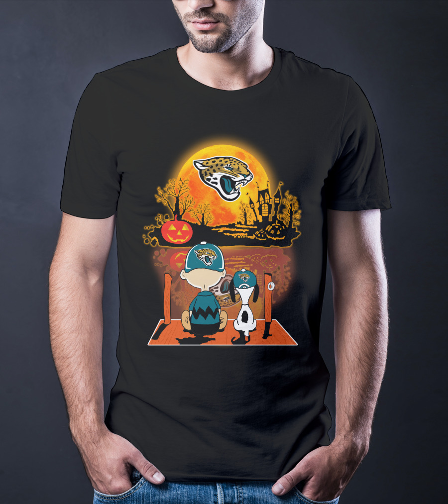 Jacksonville Jaguars Halloween Snoopy Charlie Brown Pumpkin Moon T-Shirt