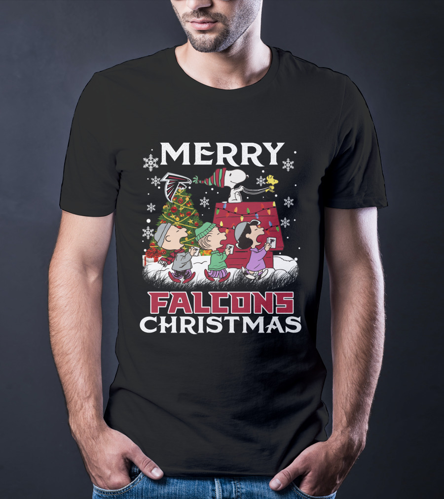 Merry Falcons Christmas Atlanta Snoopy T-Shirt