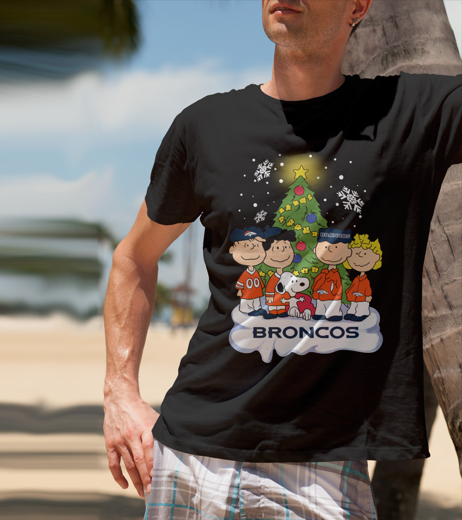 Broncos Christmas Snoopy And Peanuts Characters Holiday T-Shirt