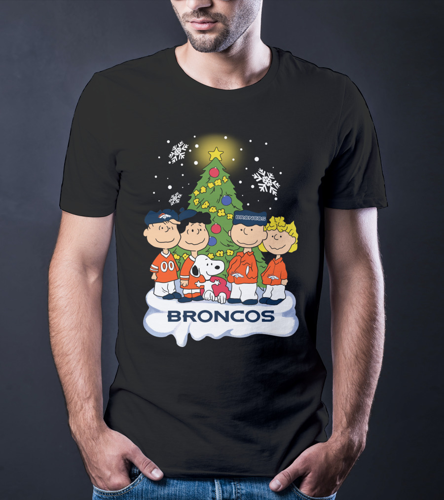 Broncos Christmas Snoopy And Peanuts Characters Holiday T-Shirt