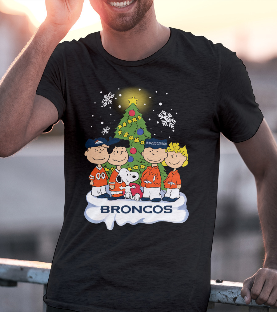 Broncos Christmas Snoopy And Peanuts Characters Holiday T-Shirt