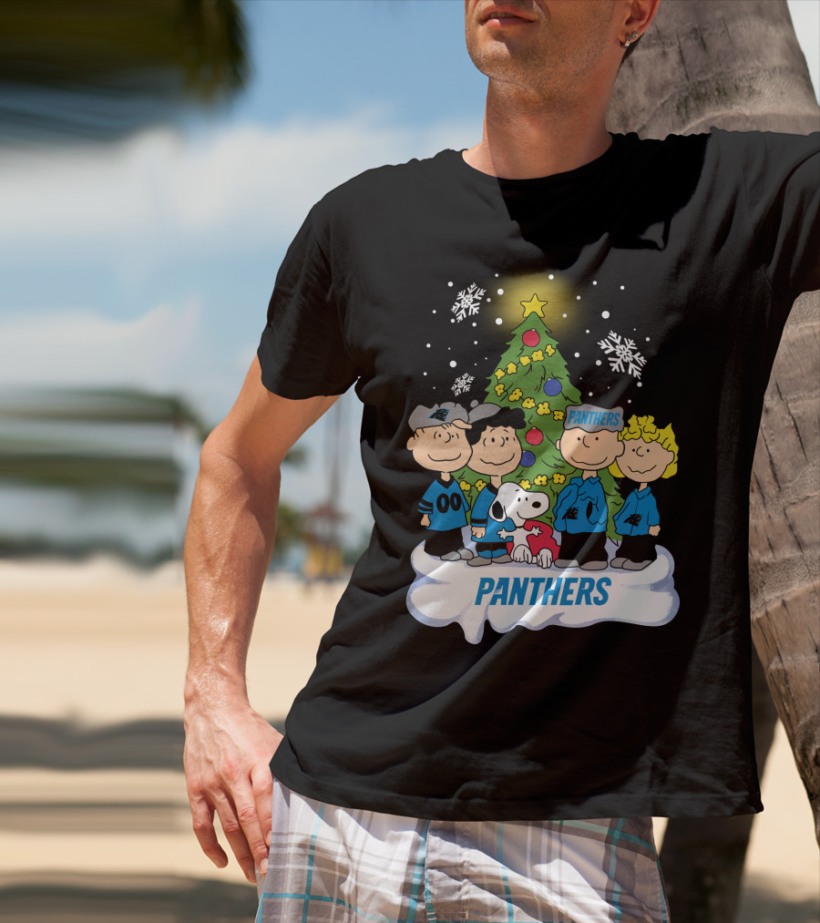 Panthers Snoopy Christmas Peanuts Characters T-Shirt