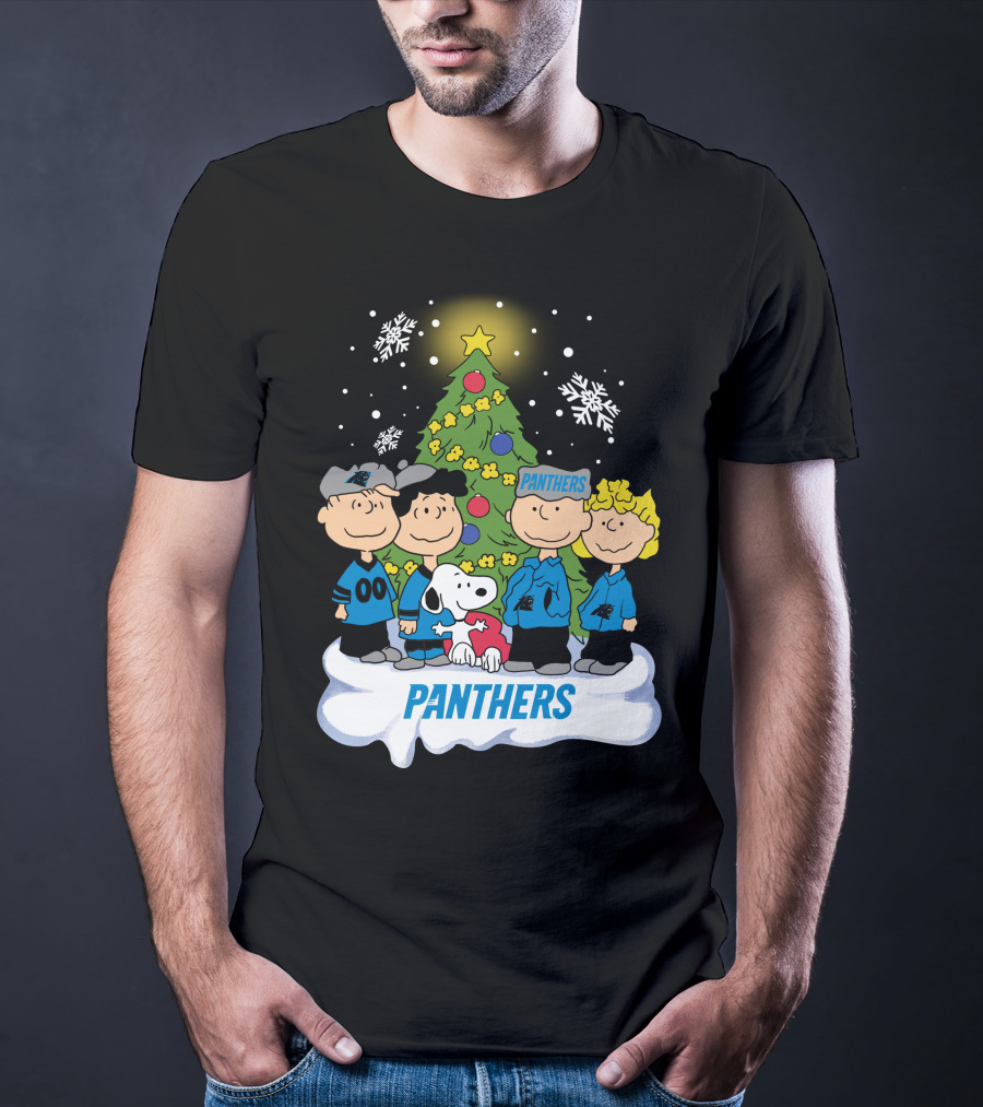 Panthers Snoopy Christmas Peanuts Characters T-Shirt