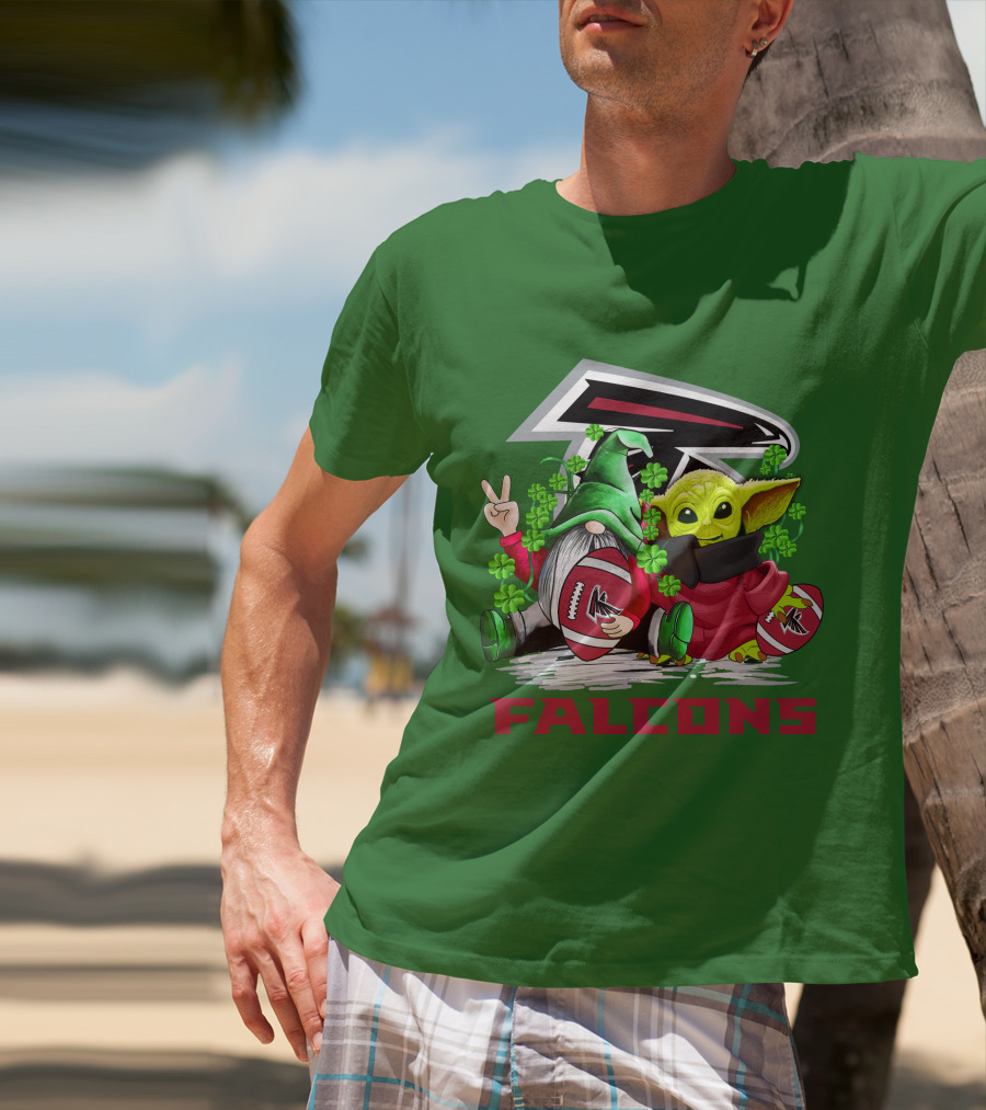 Atlanta Falcons St. Patrick's Day Football Gnome And Baby Alien T-Shirt