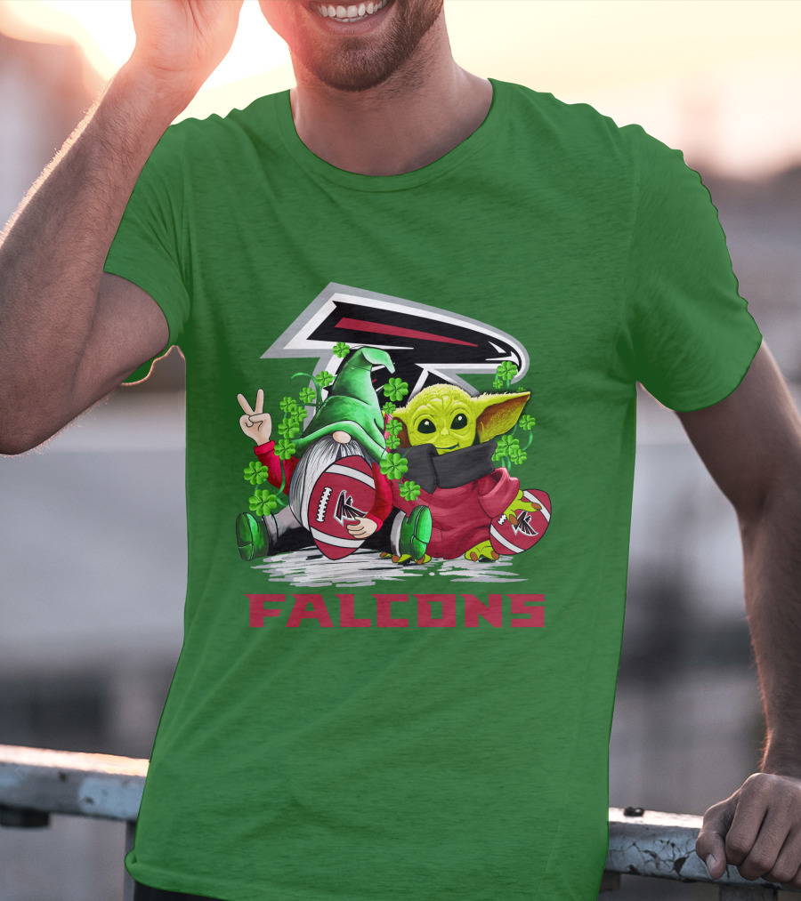 Atlanta Falcons St. Patrick's Day Football Gnome And Baby Alien T-Shirt