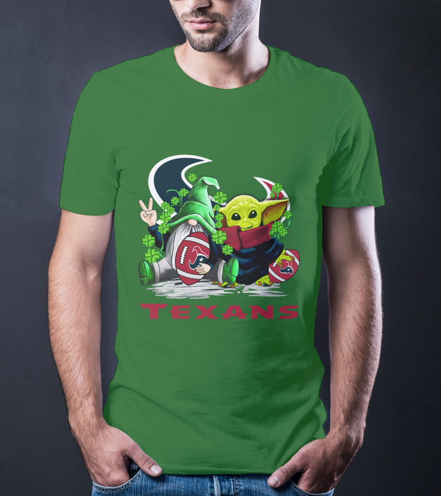 Houston Texans Football Patrick’s Day Clover Gnome And Alien T-Shirt