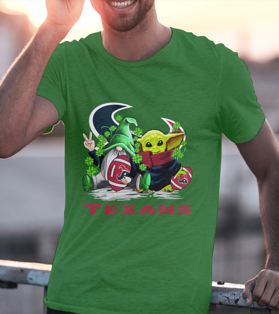 Houston Texans Football Patrick’s Day Clover Gnome And Alien T-Shirt
