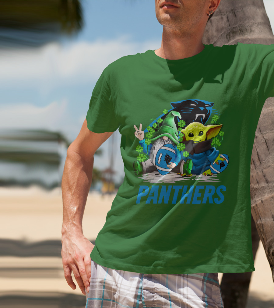 Panthers St. Patrick’s Day Football Gnome And Baby Alien T-Shirt