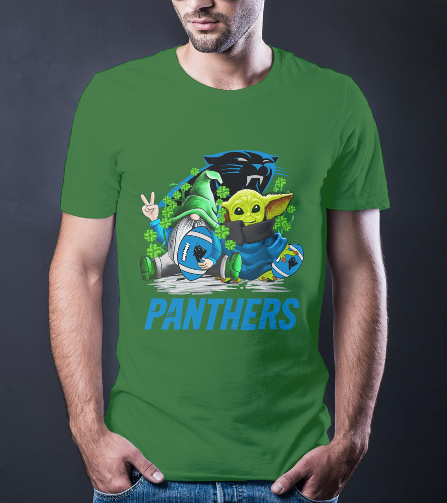 Panthers St. Patrick’s Day Football Gnome And Baby Alien T-Shirt