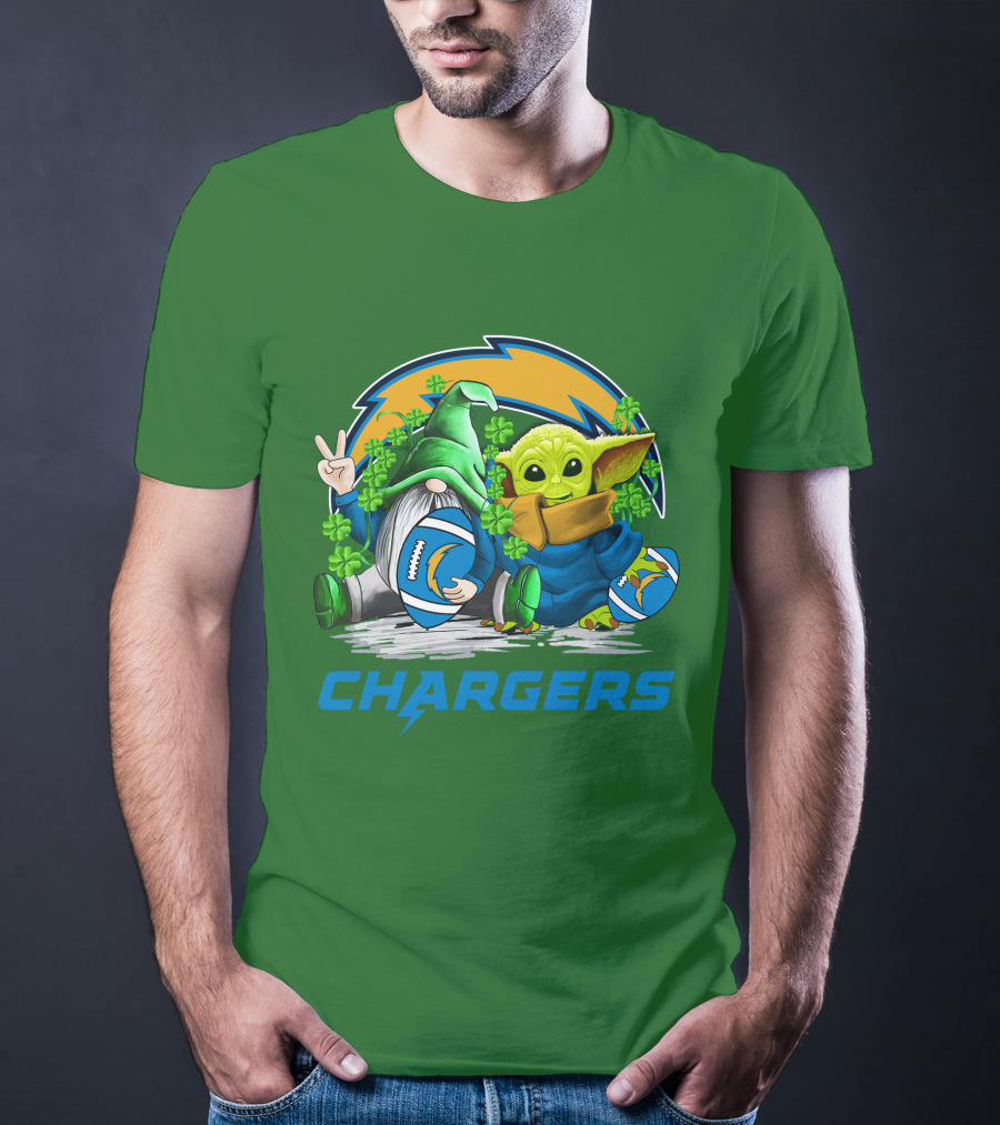 Los Angeles Chargers St. Patrick’s Day Football Gnome And Baby Alien T-Shirt
