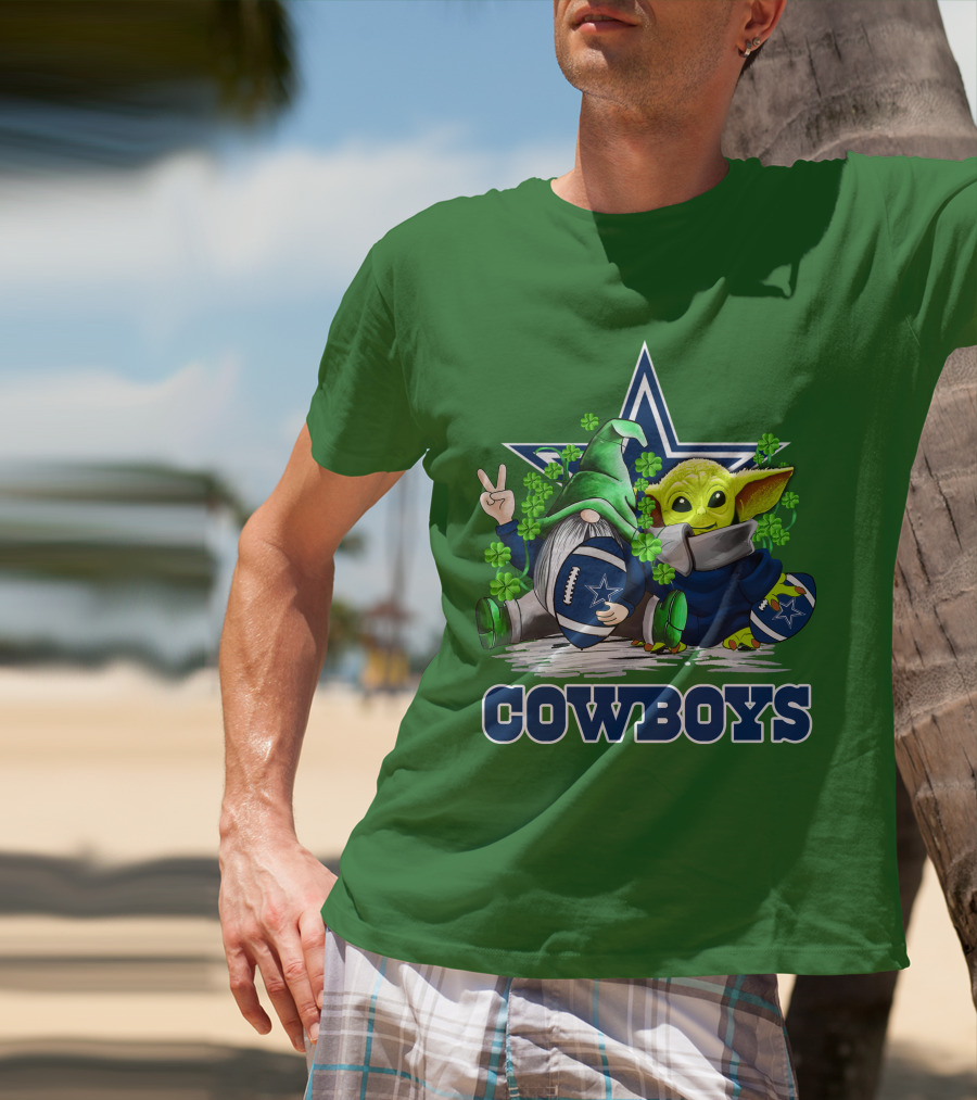 Cowboys Gnome Baby Yoda Football St. Patrick's Day T-Shirt