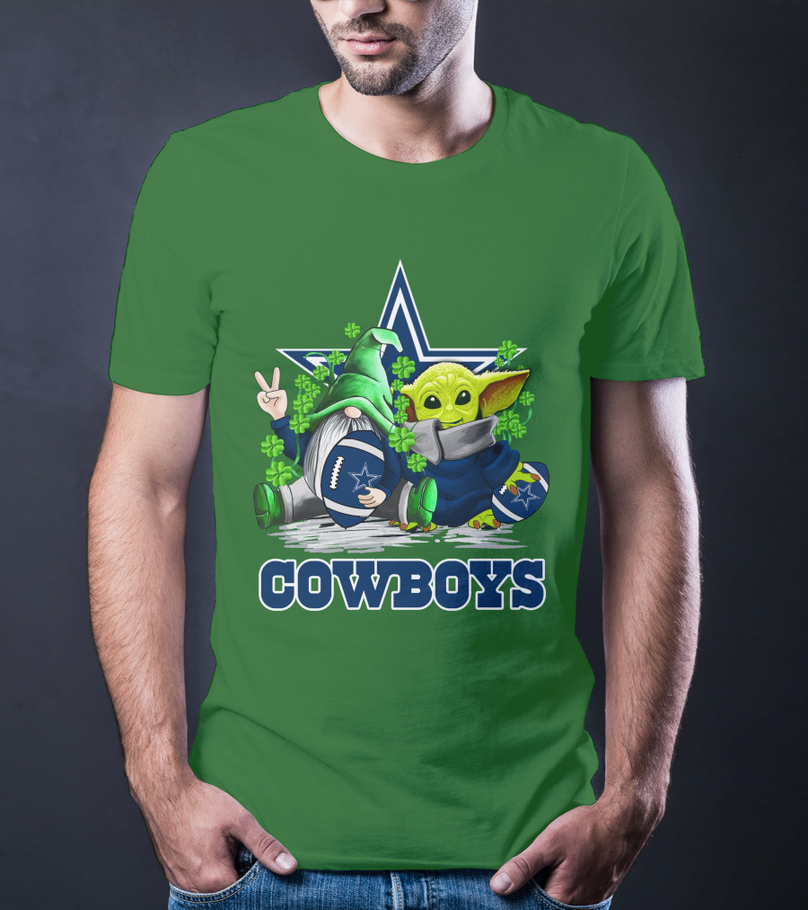 Cowboys Gnome Baby Yoda Football St. Patrick's Day T-Shirt