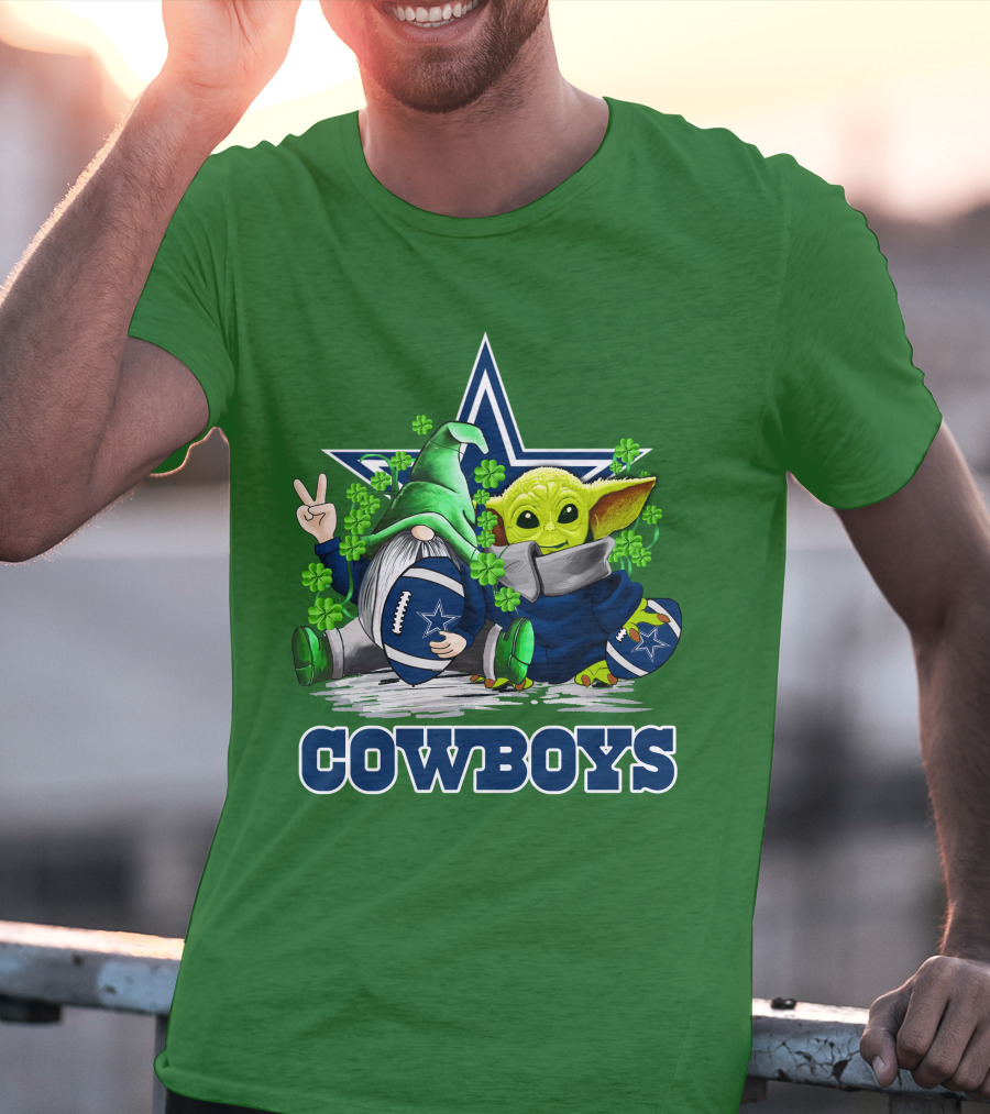 Cowboys Gnome Baby Yoda Football St. Patrick's Day T-Shirt