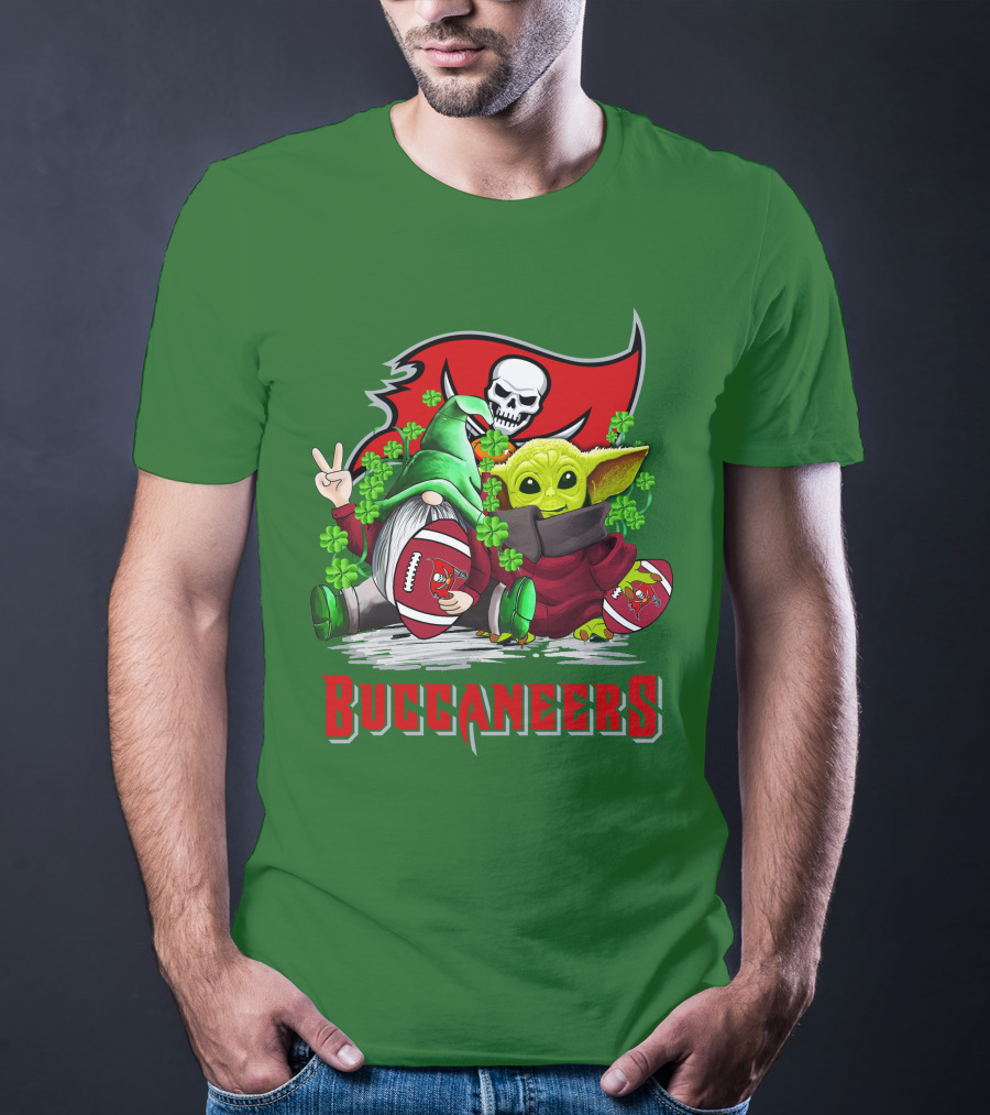 Buccaneers St. Patrick's Day With Gnome And Baby Alien Football T-Shirt