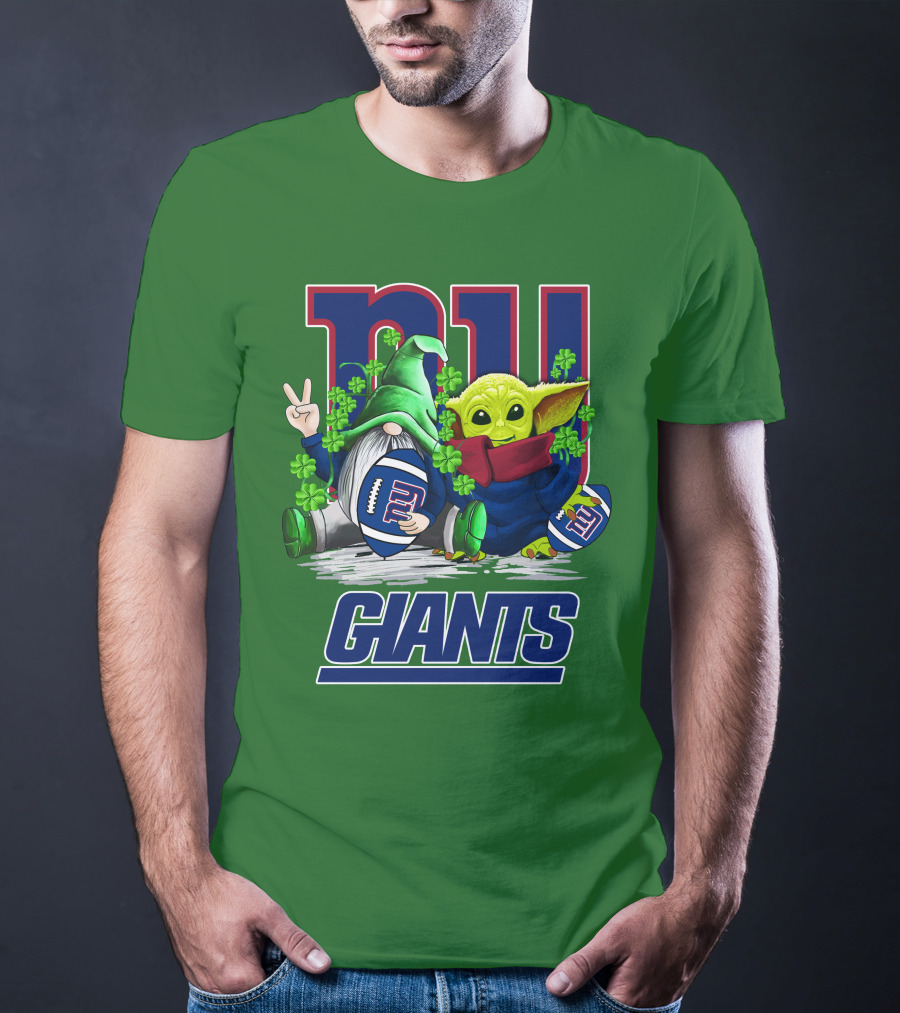 New York Giants Football St. Patrick's Day Gnome And Yoda T-Shirt