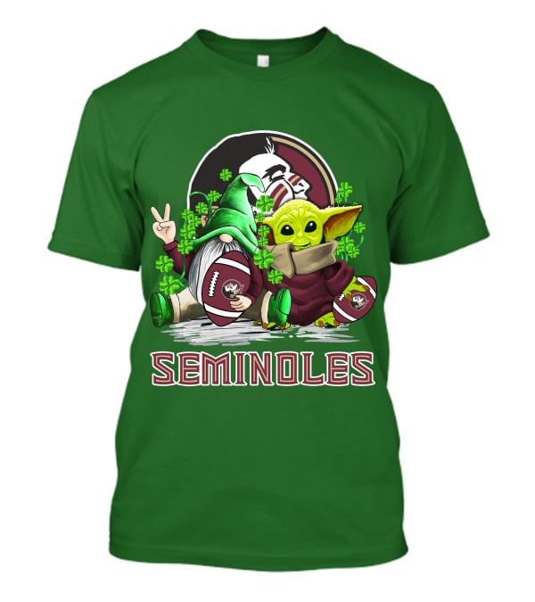 Florida State Seminoles Football Happy Patrick's Day Cute Green Baby Yoda Gnome T-Shirt