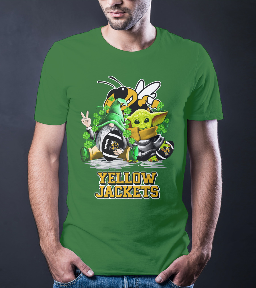 Georgia Tech Yellow Jackets St. Patrick’s Day Football Gnome And Green Baby Character T-Shirt