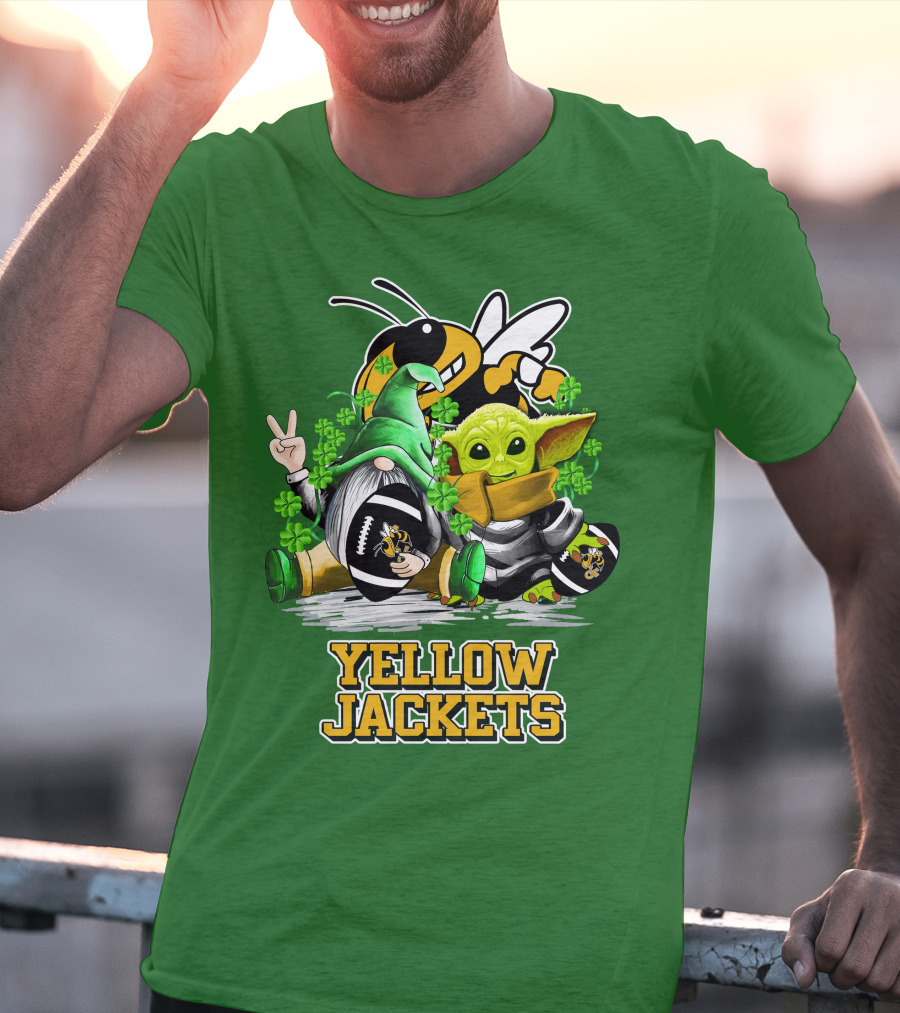 Georgia Tech Yellow Jackets St. Patrick’s Day Football Gnome And Green Baby Character T-Shirt