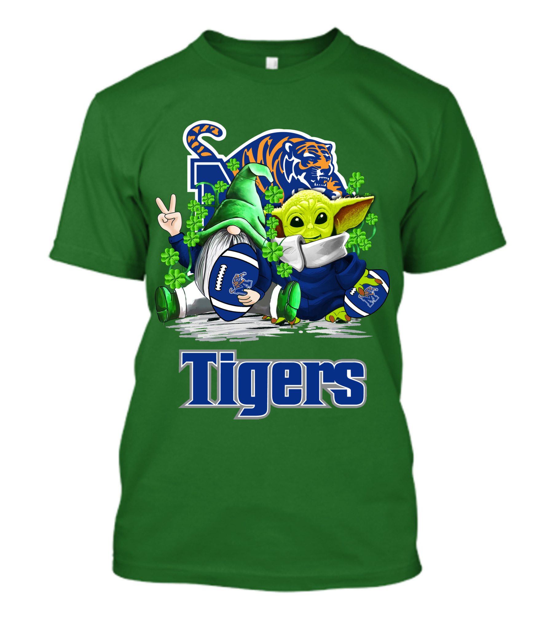 Memphis Tigers Football St. Patrick's Day Gnome And Child Icons T-Shirt