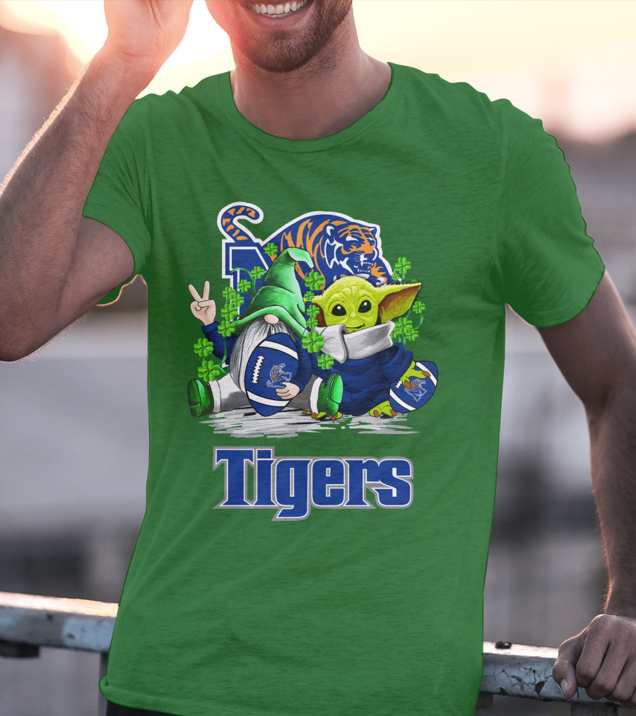 Memphis Tigers Football St. Patrick's Day Gnome And Child Icons T-Shirt