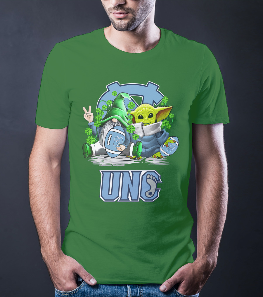 UNC Tar Heels St. Patrick's Day Football Yoda Gnome Clover T-Shirt
